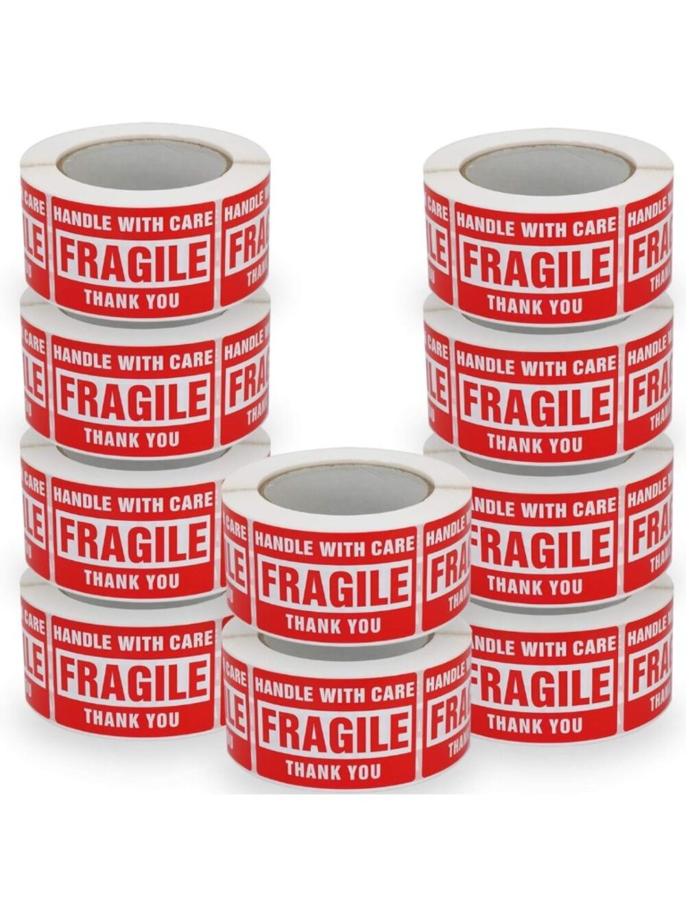 5000 Fragile Shipping Labels - 10 Rolls, Red Handle with Care Stickers (2"x3")